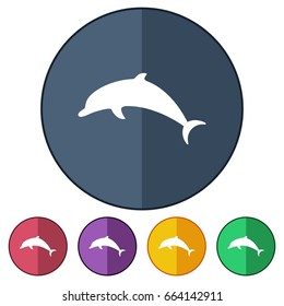 icons flat jumping dolphin for Web, Mobile and business