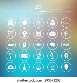 Icons flat is on Education the white blur background