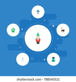 Icons flat style centaur, ghost, monster and other vector elements. Set of cartoon icons flat style symbols also includes character, magician, man objects.