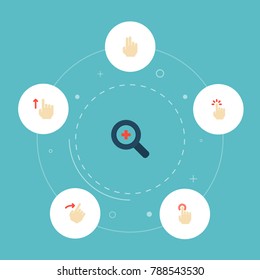 Icons flat style finger, sensory, double click and other vector elements. Set of gesticulation icons flat style symbols also includes swipe, finger, slide objects.