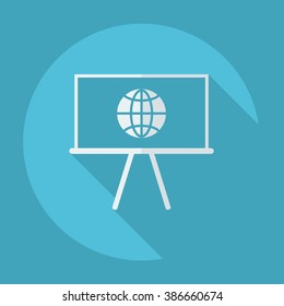 Icons in a flat style globe on board