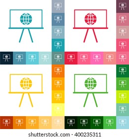 Icons in a flat style globe on board