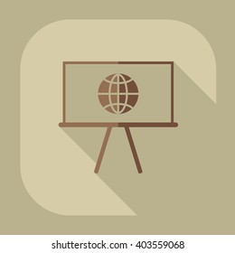 Icons in a flat style globe on board