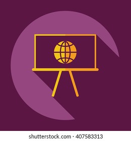 Icons in a flat style globe on board