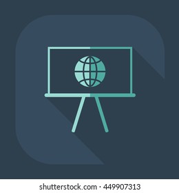 Icons in a flat style globe on board