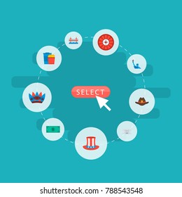 Icons flat style native american, uncle sam, dollar and other vector elements. Set of america icons flat style symbols also includes hat, greenback, native objects.