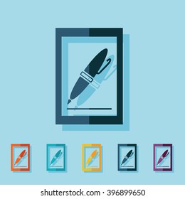 Icons in a flat style pen