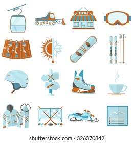 Icons in a flat style of the winter holidays.