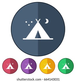 icons flat tent night for Web, Mobile and business