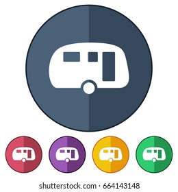 icons flat vintage caravan for Web, Mobile and business