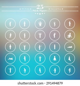 Icons flat is white stick figures on a blurred background