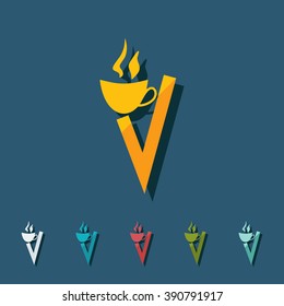 icons in flat-style coffee