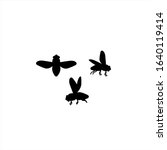 Icons flies. Silhouette. Flies in flight.