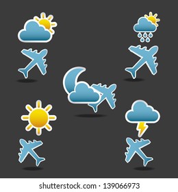 icons  flight conditions over black background vector illustration
