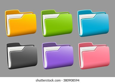 Icons folders set. Vector illustration