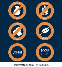 Icons food orange blue