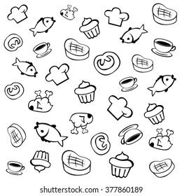 Icons with food. To print on the wrapper.