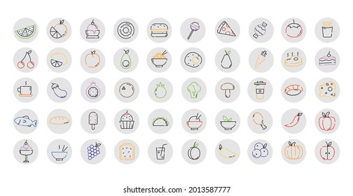 Icons of food, products and dishes of different countries of the world - Vector illustration