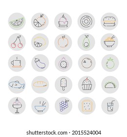Icons of food, products and dishes of different countries of the world - Vector illustration