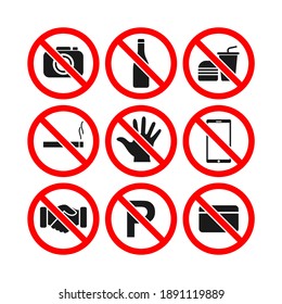 Icons forbidden set stock illustration