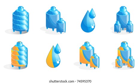 The icons in the form of a container for liquids