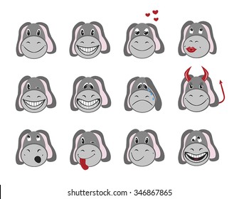 Icons in the form of donkeys on a white background