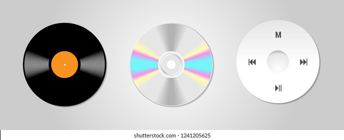 icons in the form of evolution of musical media on an isolated background