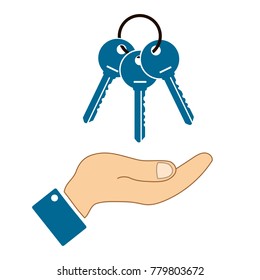 icons in the form keys with human hand isolated