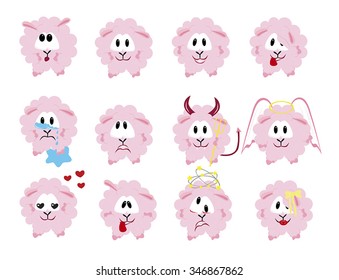 Icons in the form of lambs  on a white background  