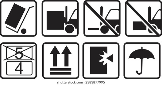 icons fragile cargo weight lifting