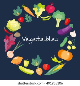 Icons of fresh vegetables. Vector illustration