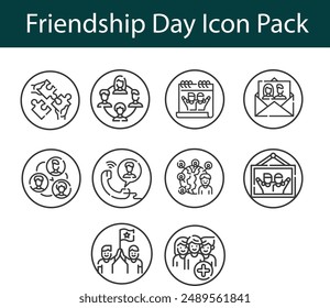 Icons for friendship day - international friendship day celebration icon pack - line icons - stroke icons - black and white icons  fully editable