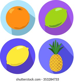 The icons of fruits and berries 