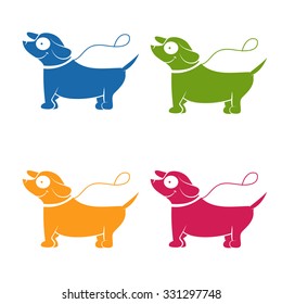 Icons funny cartoon dog. Vector