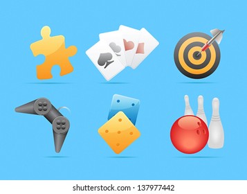Icons for games, leisure and gambling. Vector illustration.