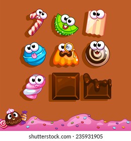 Icons for games on the theme candy 