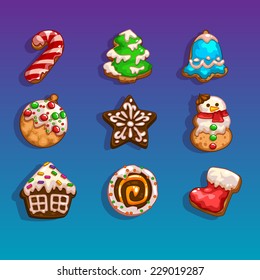 Icons for games on the theme Christmas (cookies)