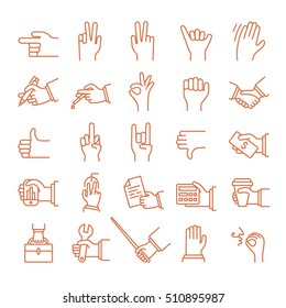 Icons gestures and actions of hands