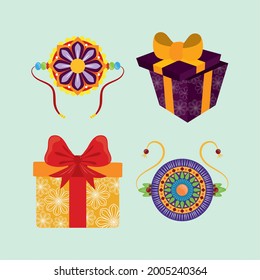 icons gift boxes and bracelets cartoon