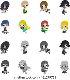 The icons of girls in stylish dress