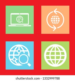 Icons for globe earth, internet, vector illustration in flat, EPS10.