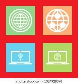 Icons for globe, earth, vector illustration in flat, EPS10. 