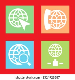Icons for globe, earth, vector illustration in flat, EPS10. 