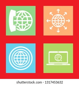 Icons for globe, earth, world, vector illustration in flat, EPS10.