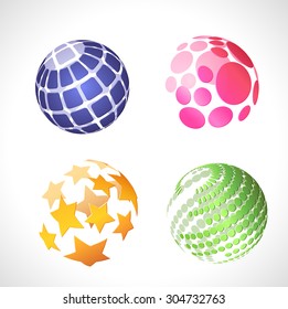 icons globe set  of the planet on white background