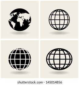 icons globes. vector. eps10