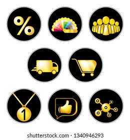icons gold on black