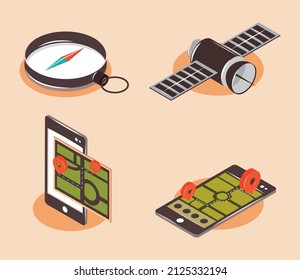 GPS-Navigation, Satellit und Kompass