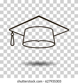 Icons. Graduation cap or hat vector illustration in the flat style. Graduation cap isolated on the background.