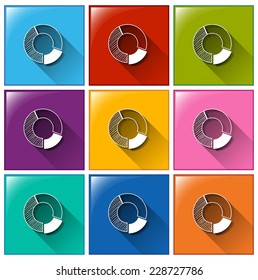 Iconos con gráficos sobre fondo blanco 